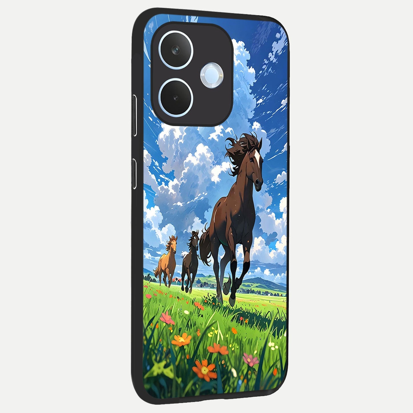  Majestic Horses Galloping back cover For Oppo Reno 15 Pro mini slim fit glass case with vibrant aesthetic design