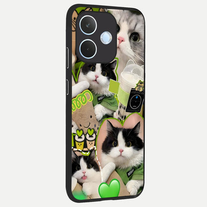  Matcha Cats Mood back cover For Oppo Reno 15 Pro mini slim fit glass case with vibrant aesthetic design