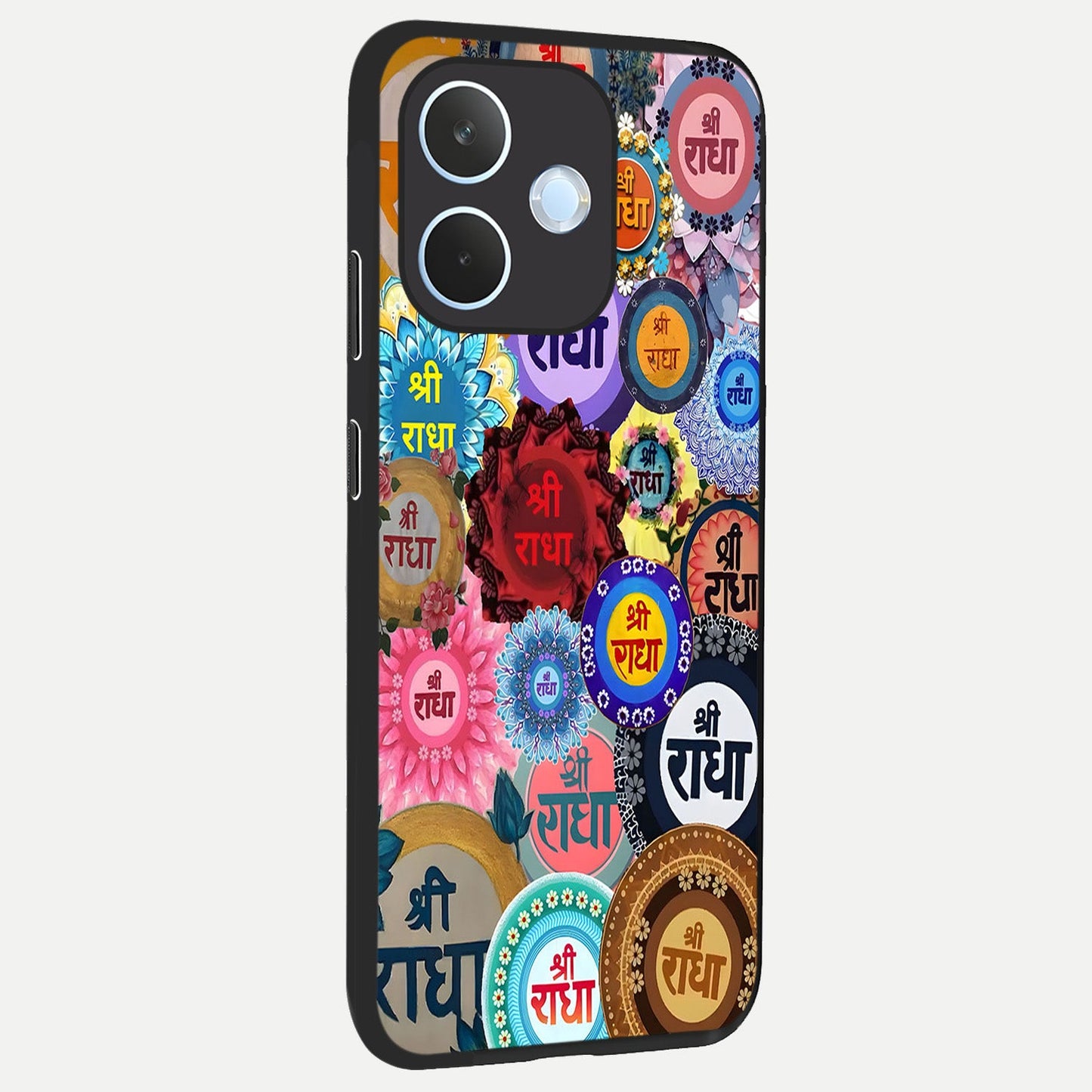  Radha Divine Bloom back cover For Oppo Reno 15 Pro mini slim fit glass case with vibrant aesthetic design