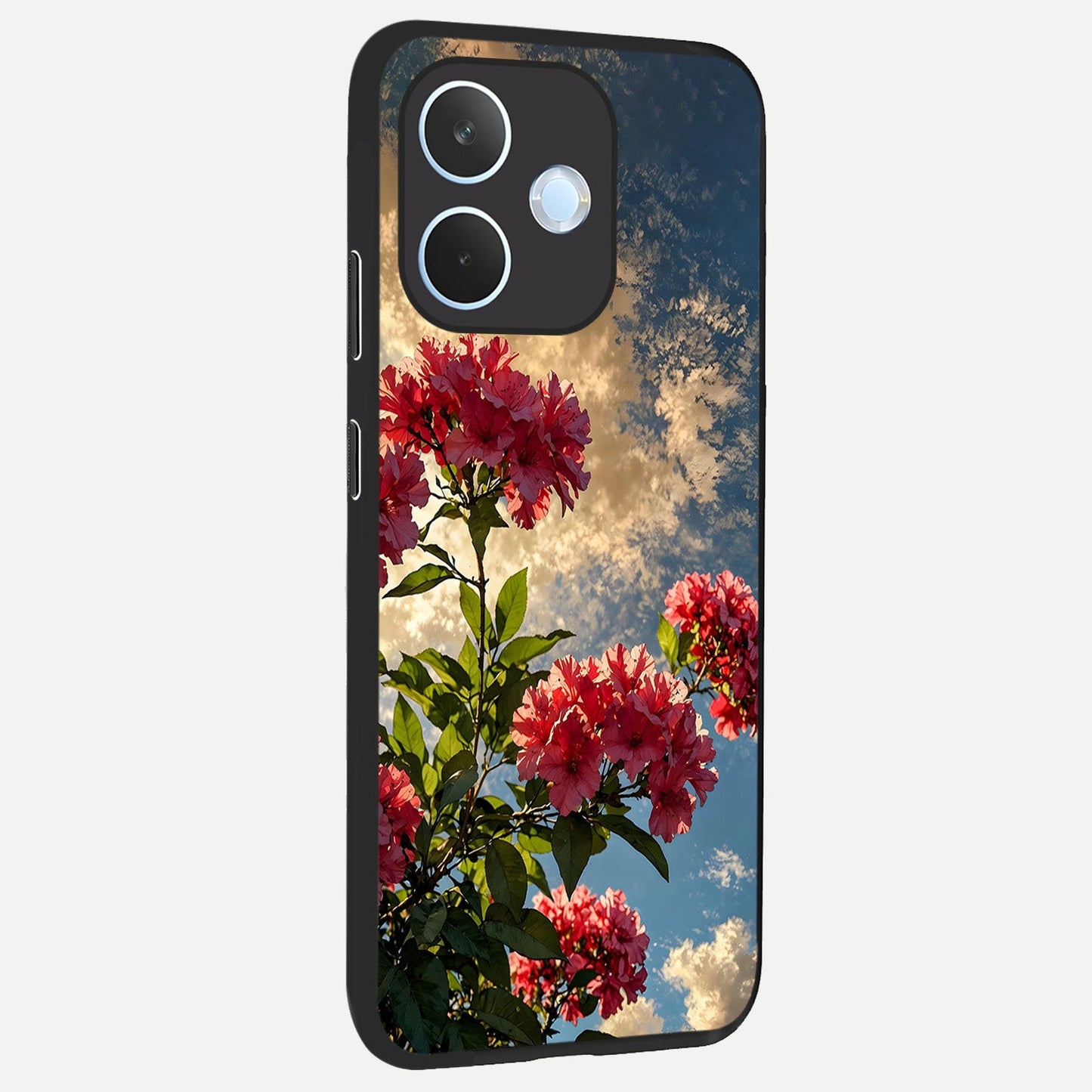  Red Bloom Skies back cover For Oppo Reno 15 Pro mini slim fit glass case with vibrant aesthetic design