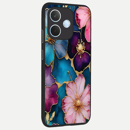  Sparkle Floral back cover For Oppo Reno 15 Pro mini slim fit glass case with vibrant aesthetic design