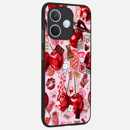  Sweet Cherry Chaos back cover For Oppo Reno 15 Pro mini slim fit glass case with vibrant aesthetic design