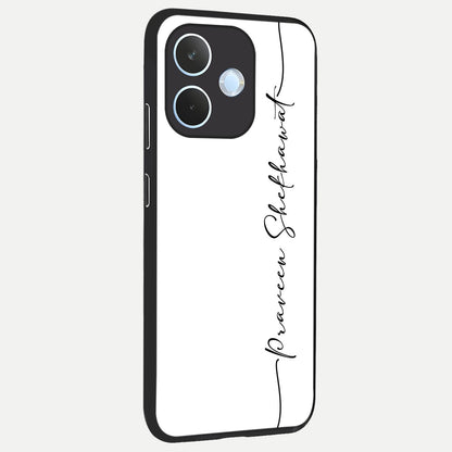  White Tune Custom Name back cover For Oppo Reno 15 Pro mini slim fit personalized glass case with aesthetic design