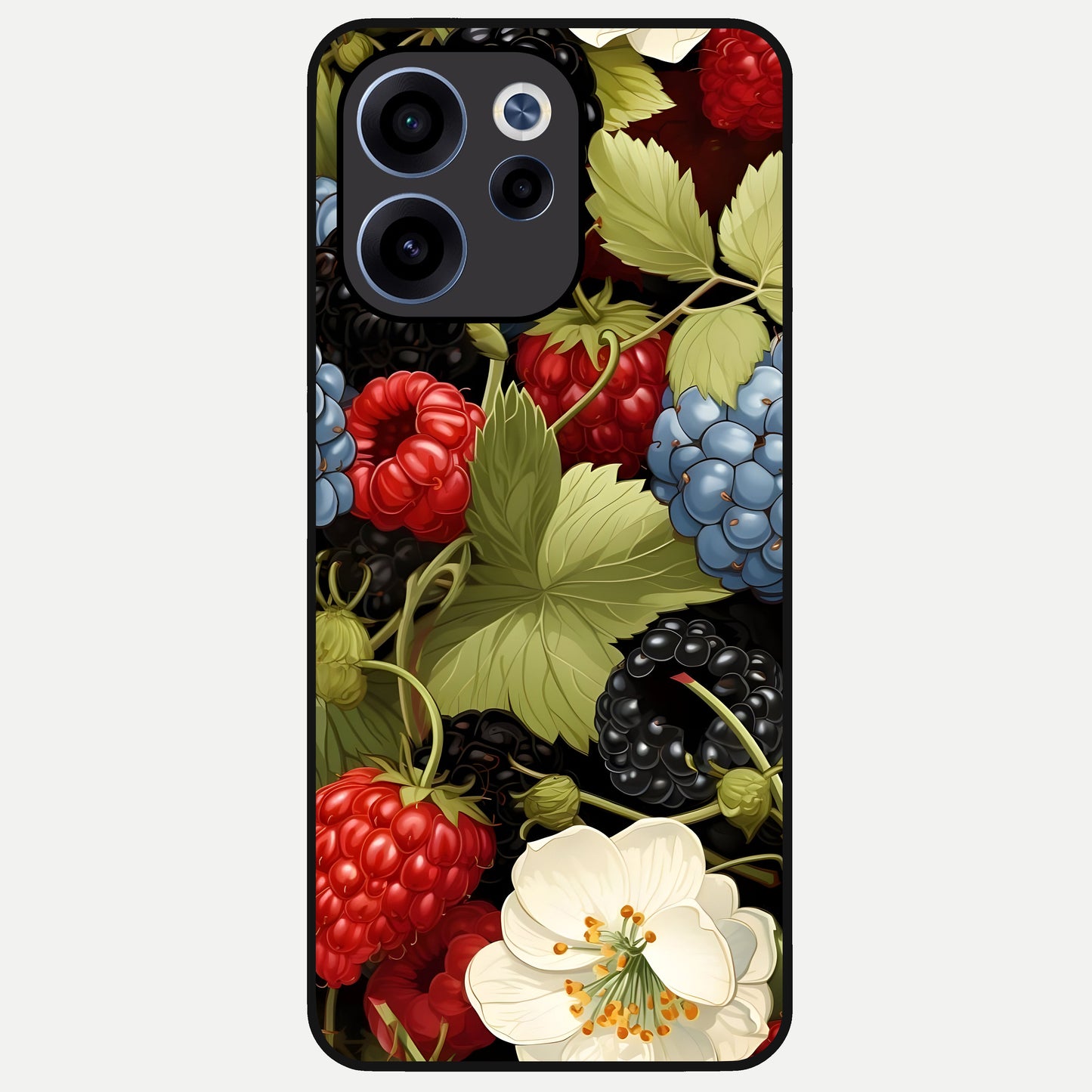  Berry Bloom Charm Glass Case For Oppo Reno 15c back cover – full design glossy printed glass finish