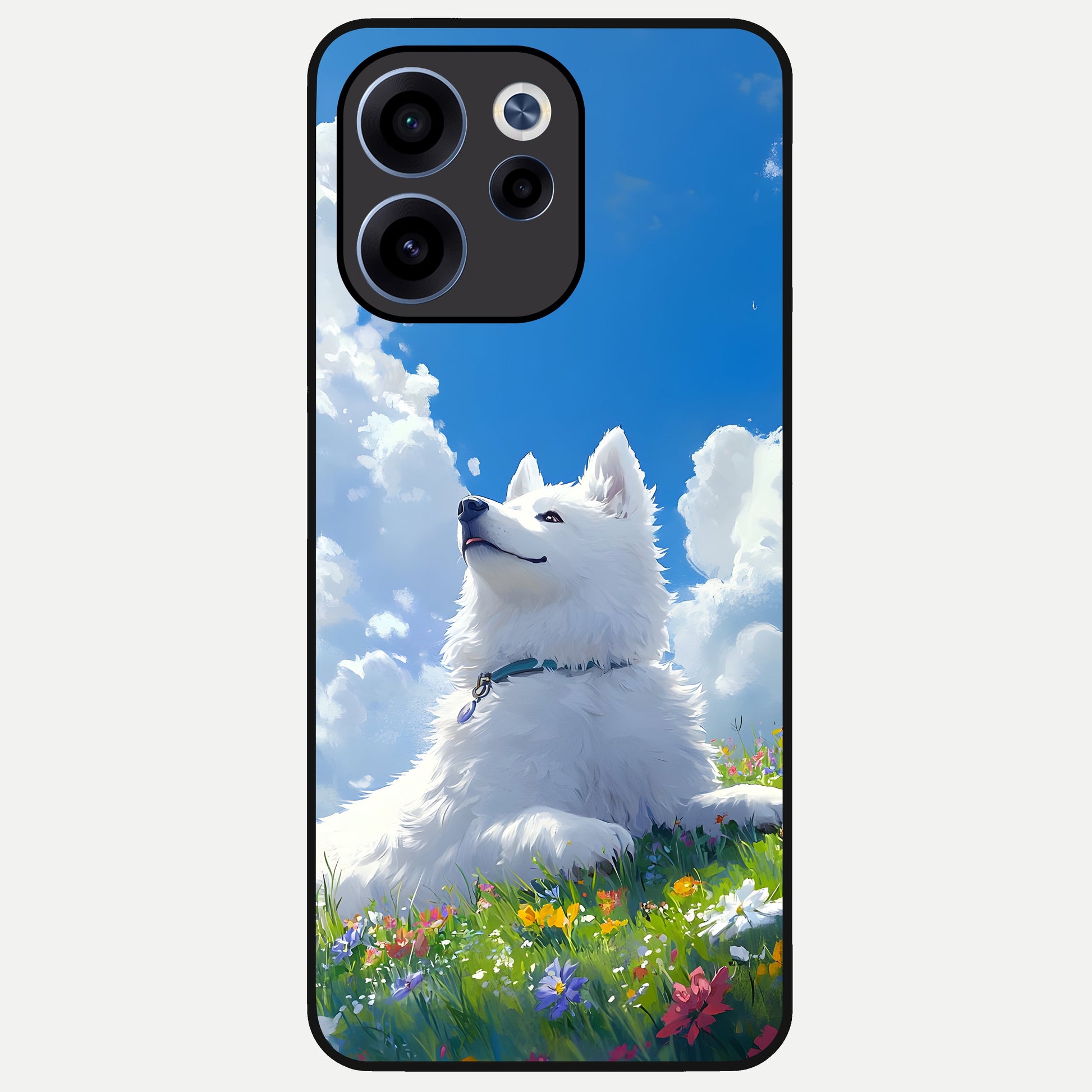 Blissful Cloud Pup Glass Case For Oppo Reno 15c back cover – full design glossy printed glass finish