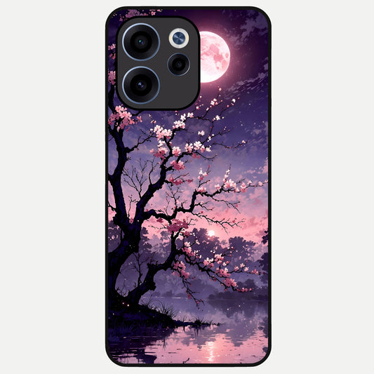  Blossom Pink Moon Glass Case For Oppo Reno 15c back cover – full design glossy printed glass finish
