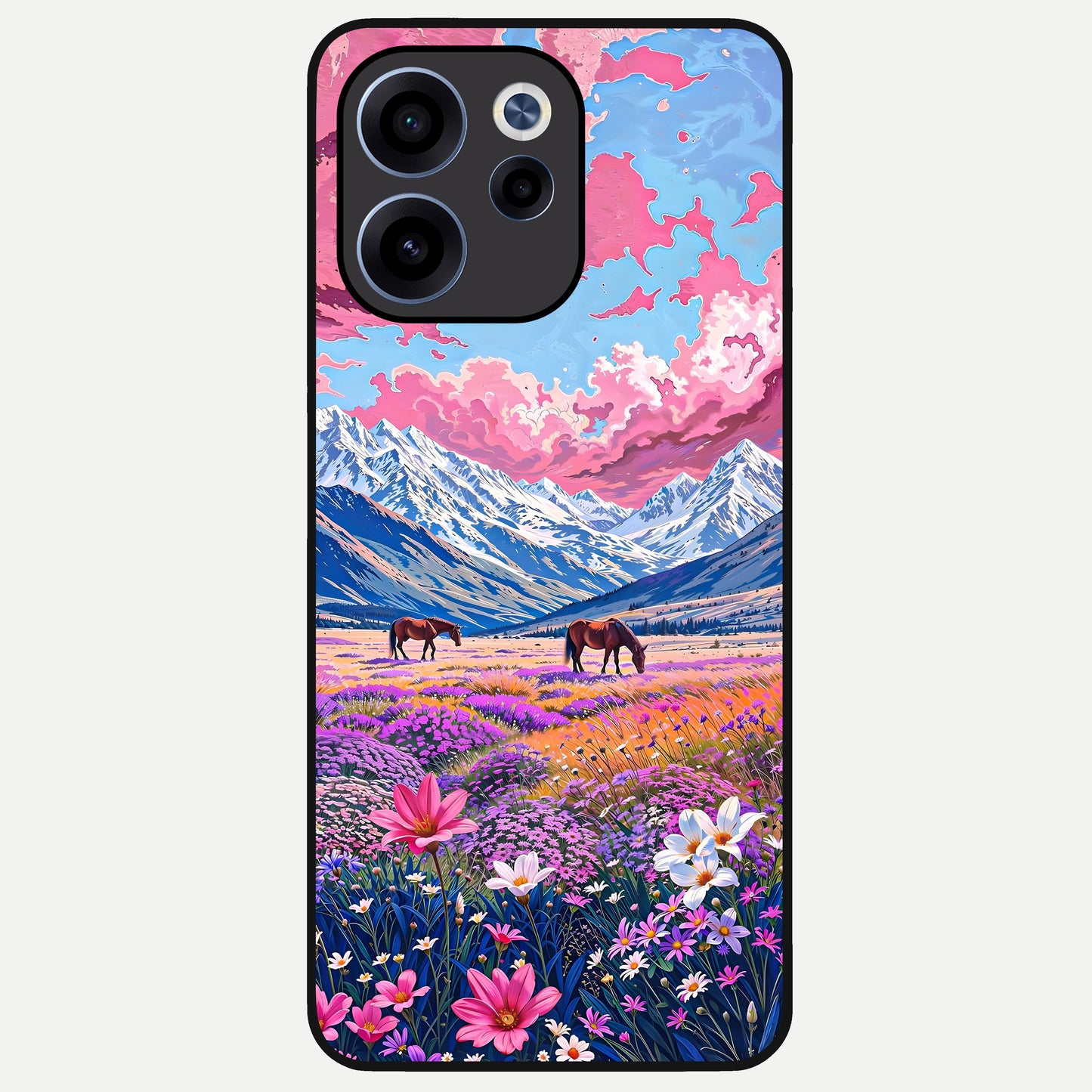  Blossom Valley Dream Glass Case For Oppo Reno 15c back cover – full design glossy printed glass finish