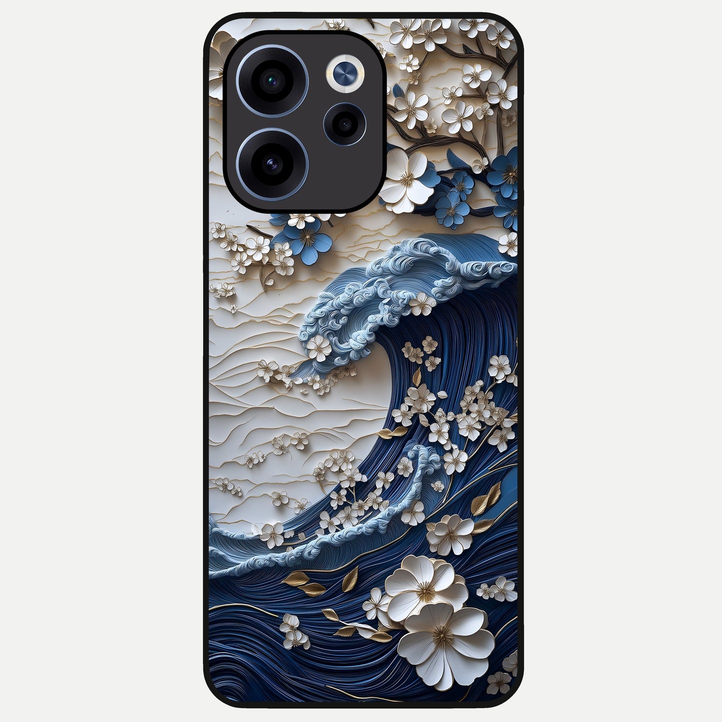  Blossom Wave Art Glass Case For Oppo Reno 15c back cover – full design glossy printed glass finish