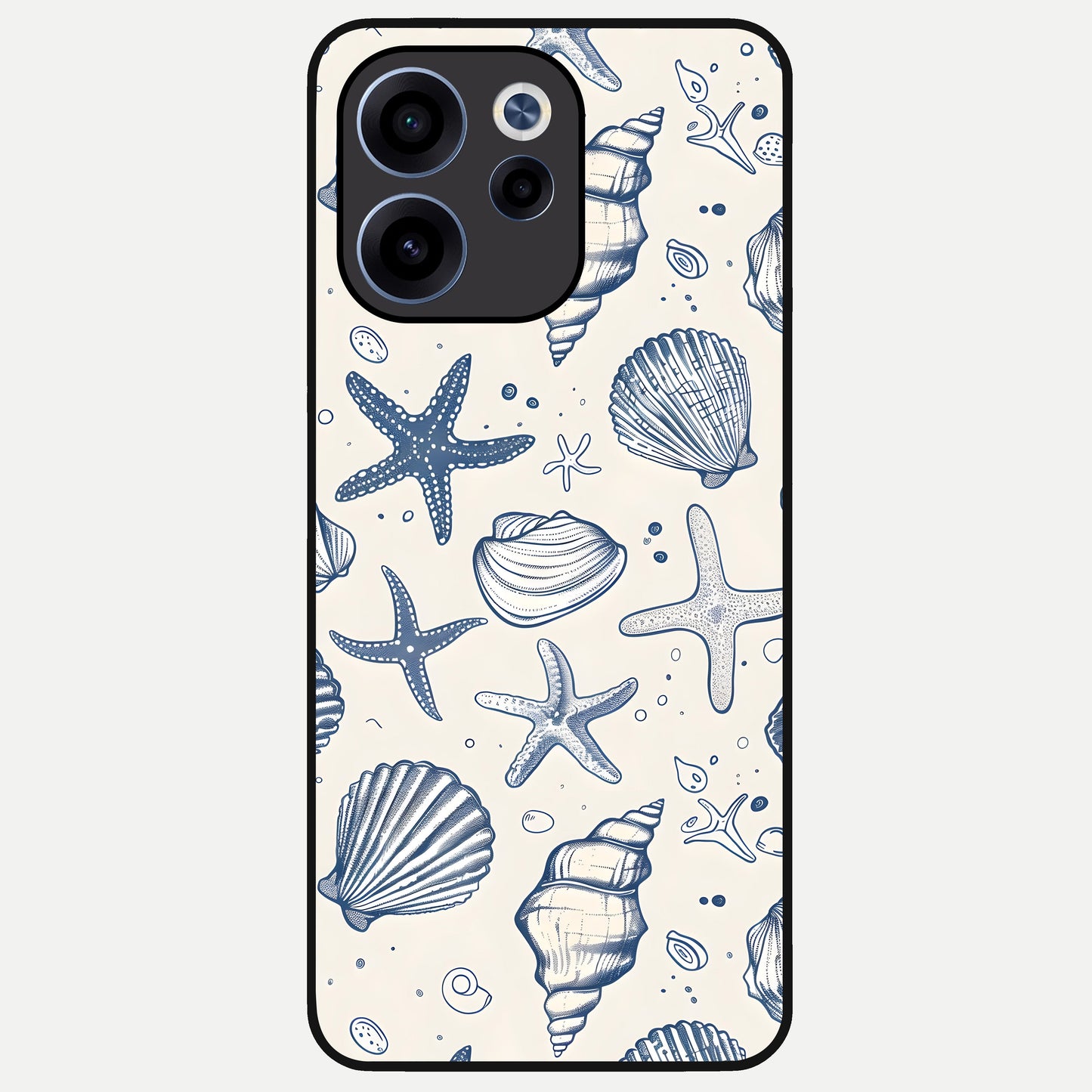  Blue Ocean Outline Glass Case For Oppo Reno 15c back cover – full design glossy printed glass finish