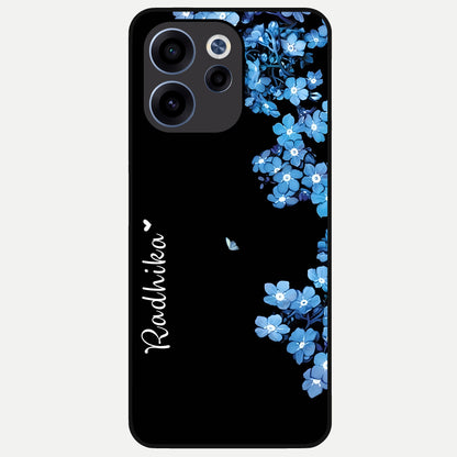  Blue Petal Dream Custom Name Glass Case For Oppo Reno 15c back cover – full design glossy printed glass finish