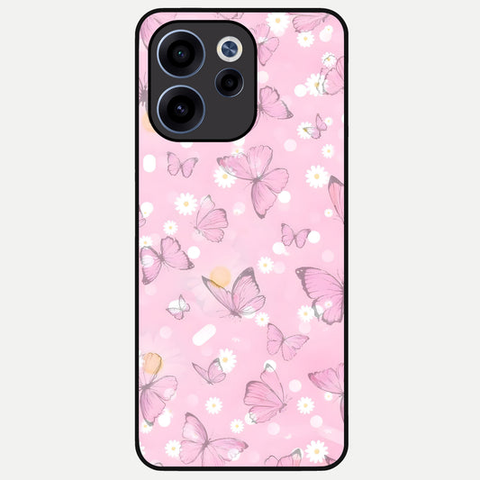  Blush Butterfly Garden Glass Case For Oppo Reno 15c back cover – full design glossy printed glass finish