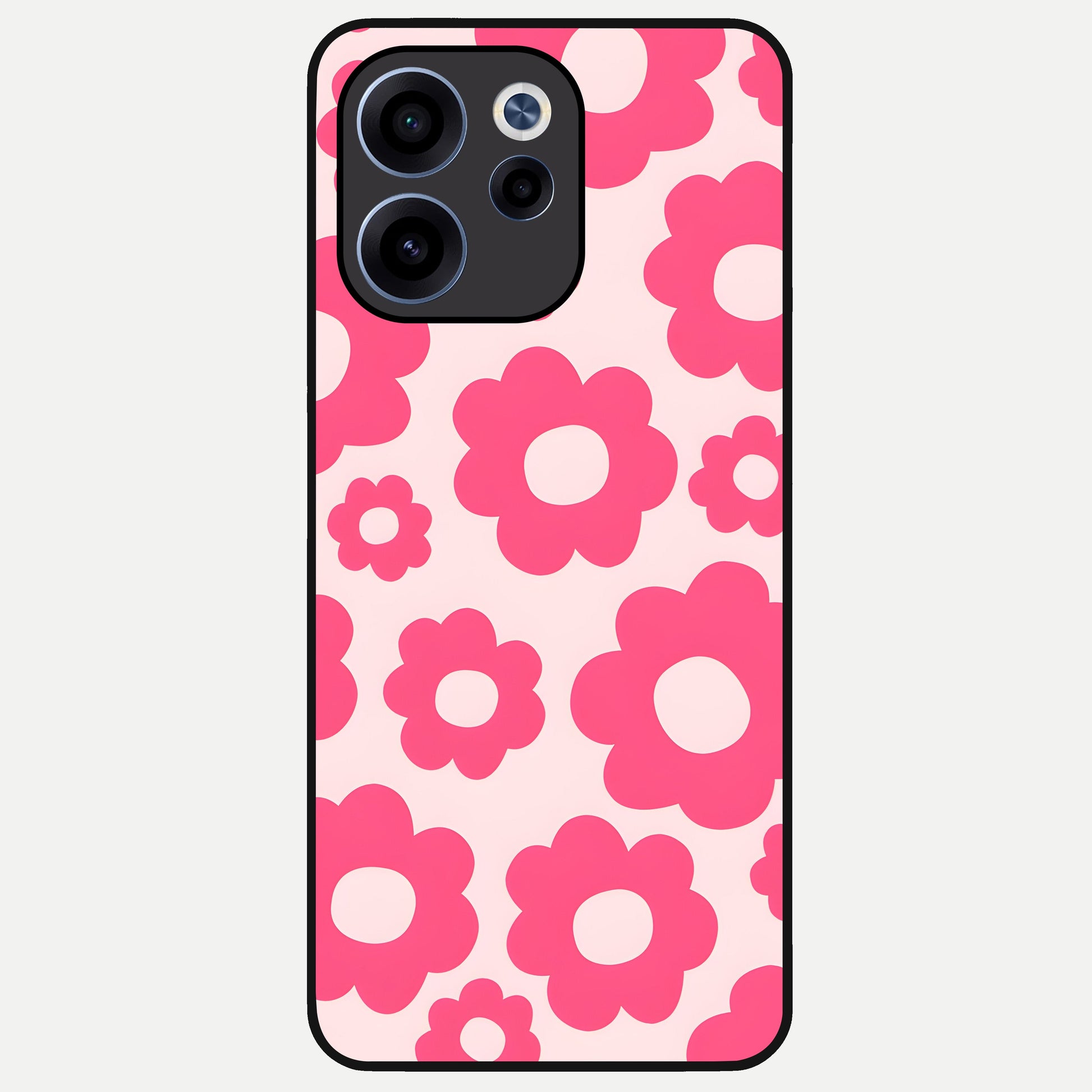  Blush Flower Pop Glass Case For Oppo Reno 15c back cover – full design glossy printed glass finish