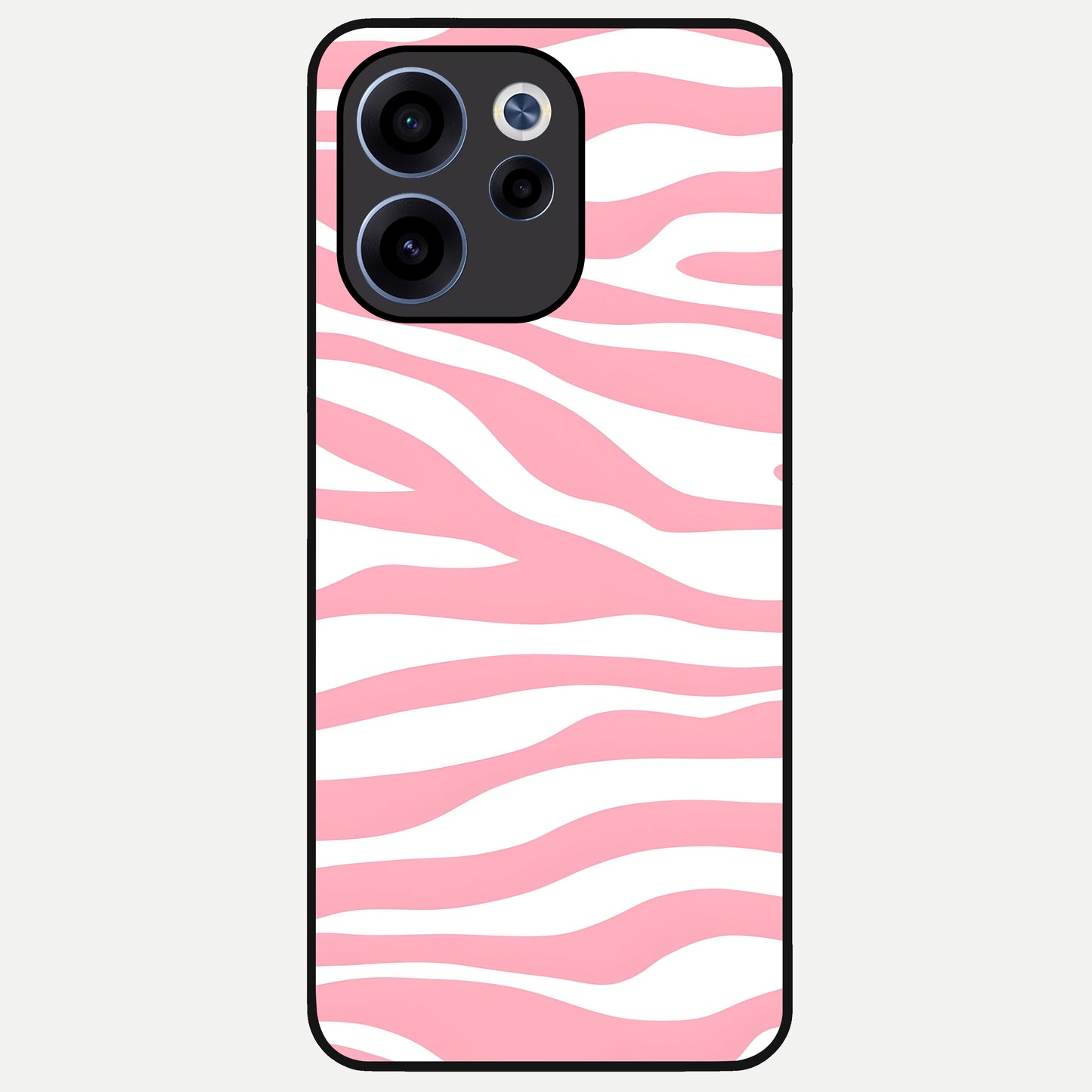  Blush Zebra Flow Glass Case For Oppo Reno 15c back cover – full design glossy printed glass finish