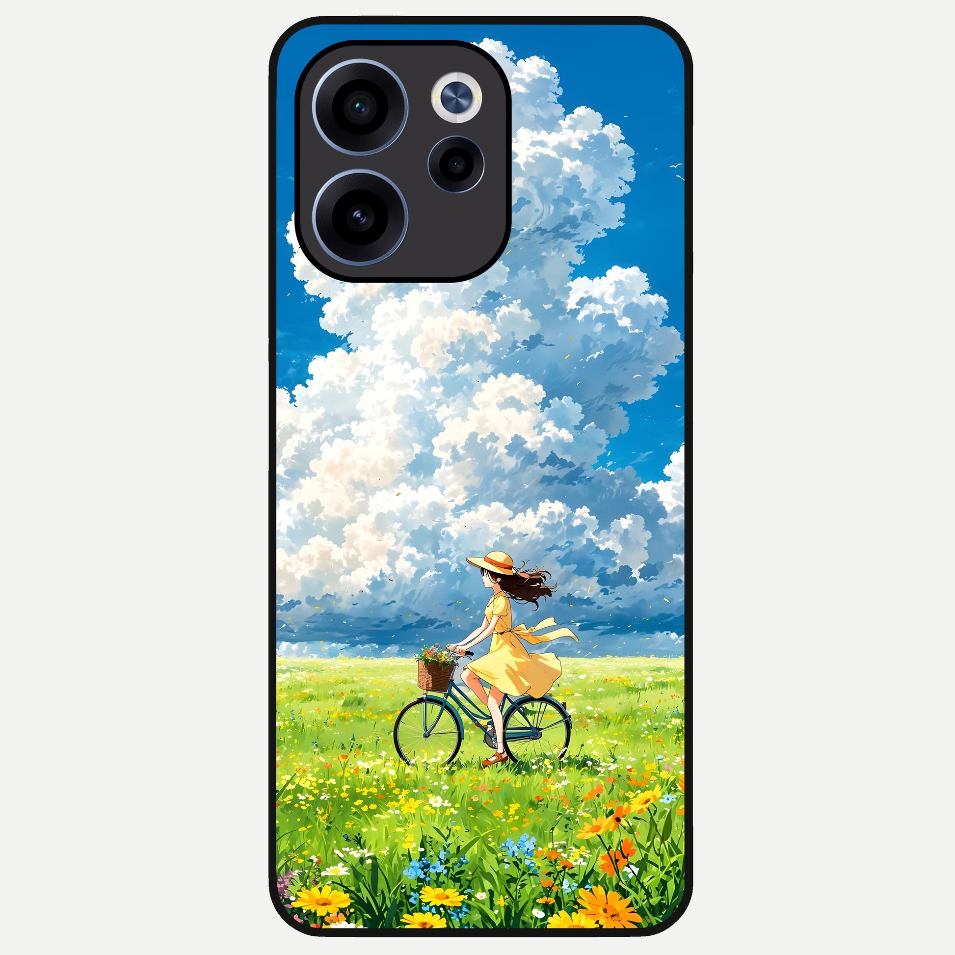  Breezy Meadow Ride Glass Case For Oppo Reno 15c back cover – full design glossy printed glass finish