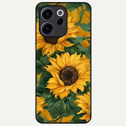  Bright Sunflower Bloom Glass Case For Oppo Reno 15c back cover – full design glossy printed glass finish
