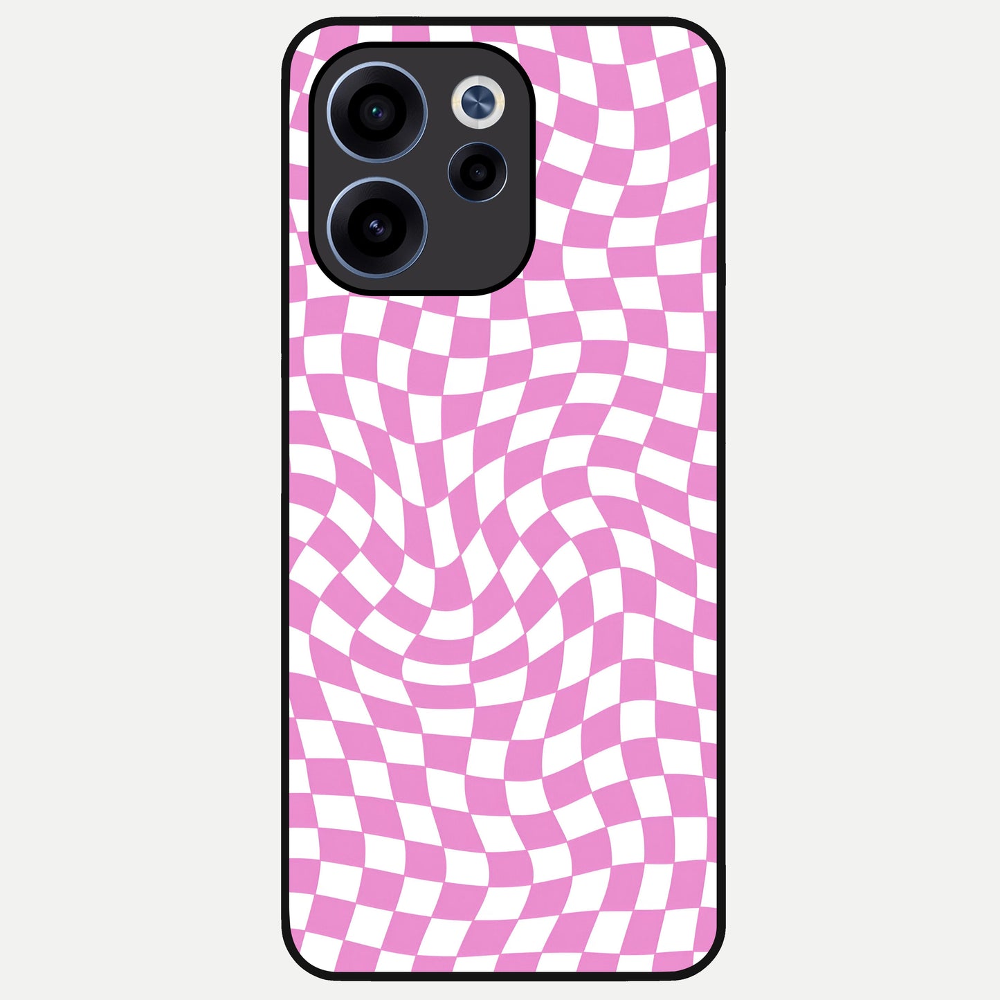  Bubblegum Check Wave Glass Case For Oppo Reno 15c back cover – full design glossy printed glass finish