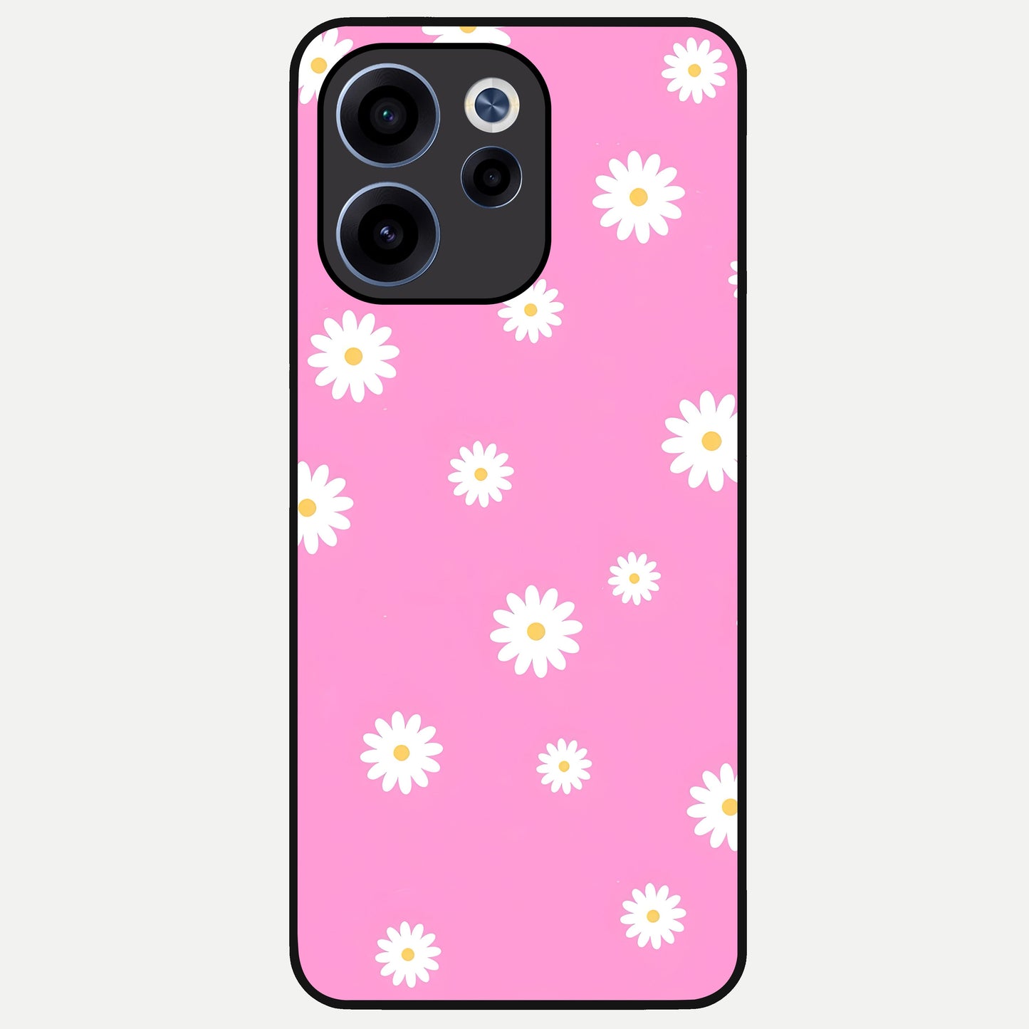  Bubblegum Daisy Pop Glass Case For Oppo Reno 15c back cover – full design glossy printed glass finish