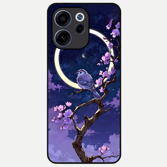  Celestial Bird Blossom Glass Case For Oppo Reno 15c back cover – full design glossy printed glass finish
