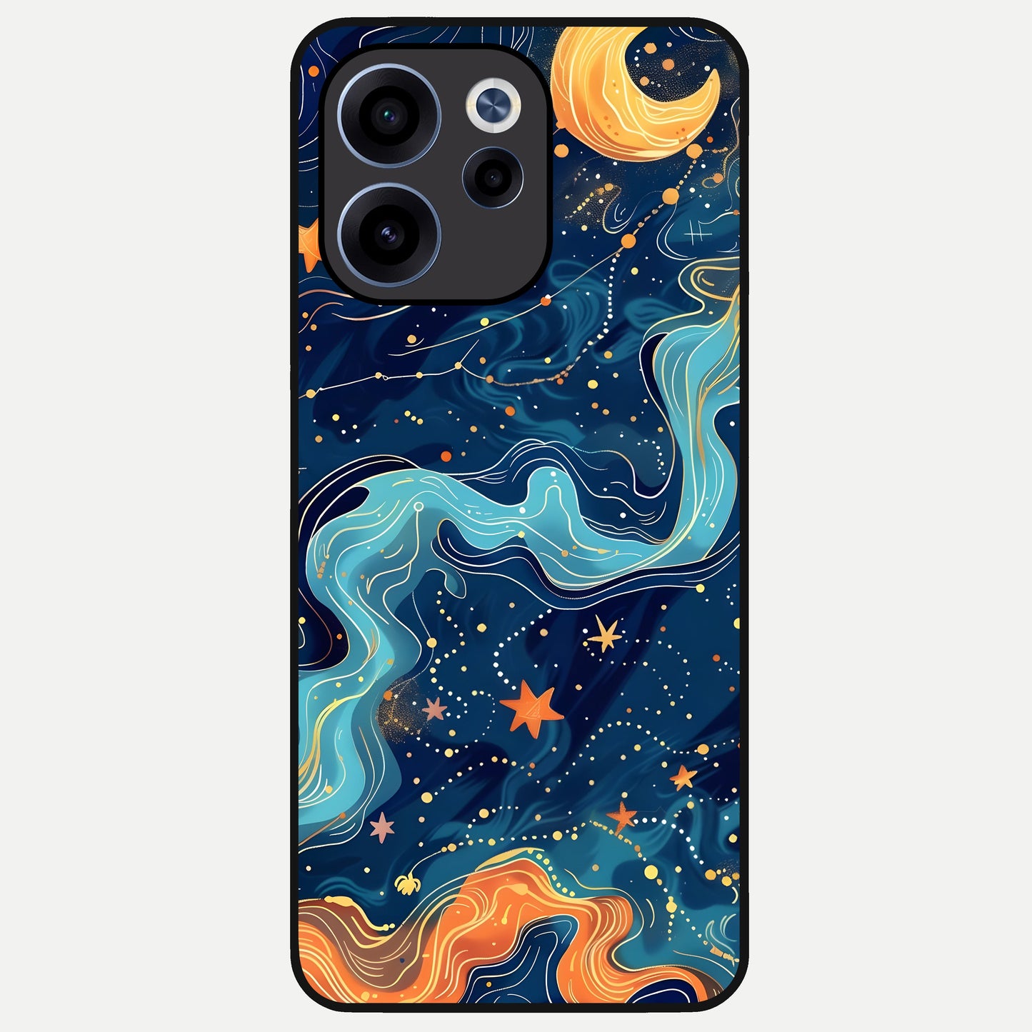  Celestial Dream Flow Glass Case For Oppo Reno 15c back cover – full design glossy printed glass finish
