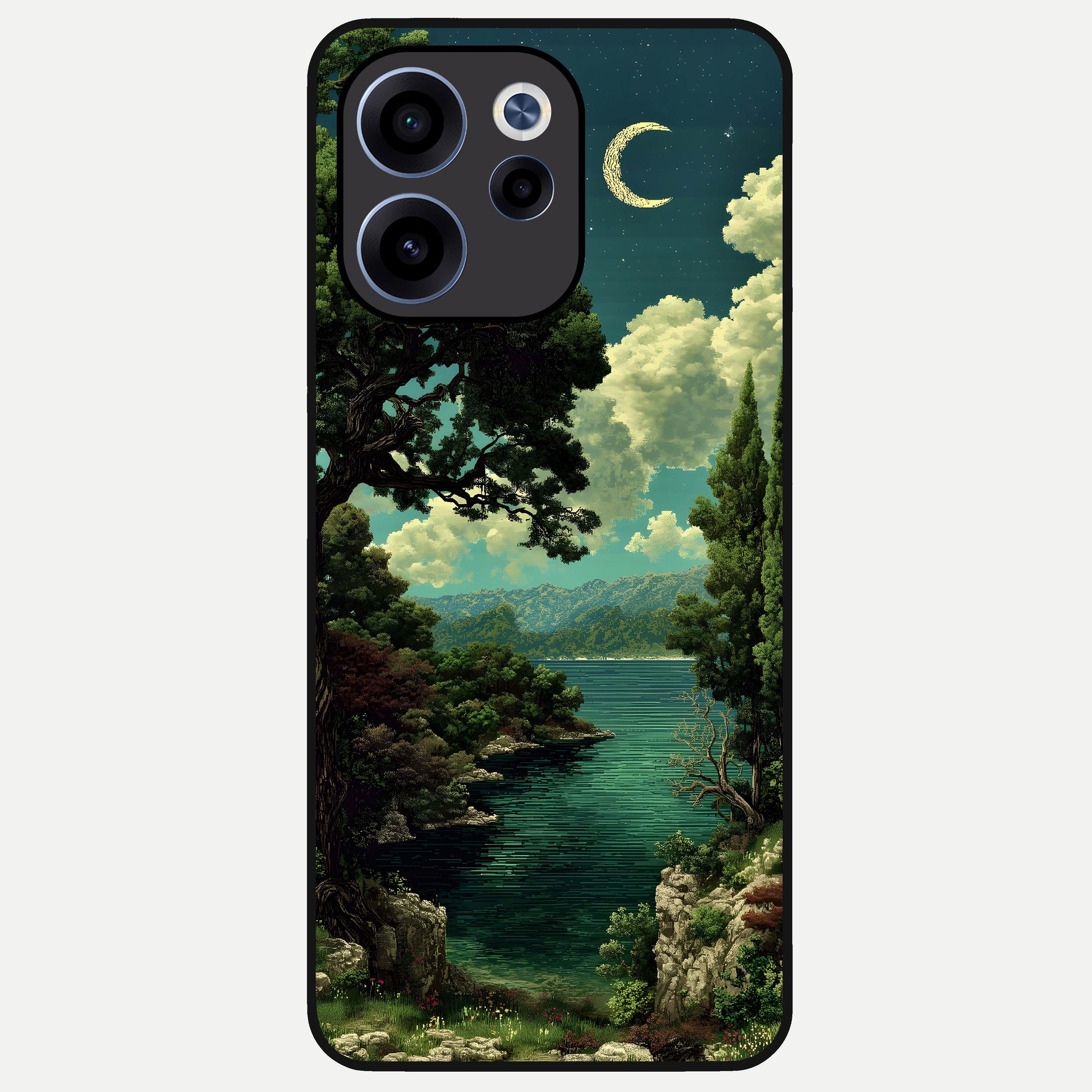  Celestial Lake Peace Glass Case For Oppo Reno 15c back cover – full design glossy printed glass finish