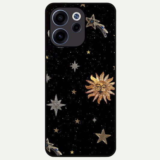  Celestial Moon With Stars Glass Case For Oppo Reno 15c back cover – full design glossy printed glass finish