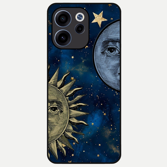 Celestial Moon With Sun Glass Case For Oppo Reno 15c back cover – full design glossy printed glass finish
