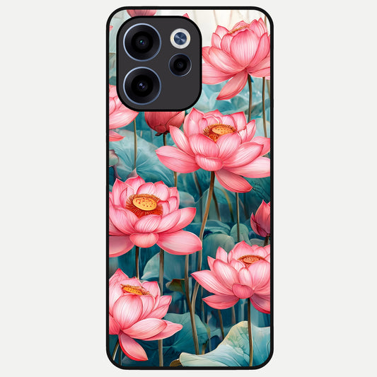  Celestial Pink Lotus Glass Case For Oppo Reno 15c back cover – full design glossy printed glass finish