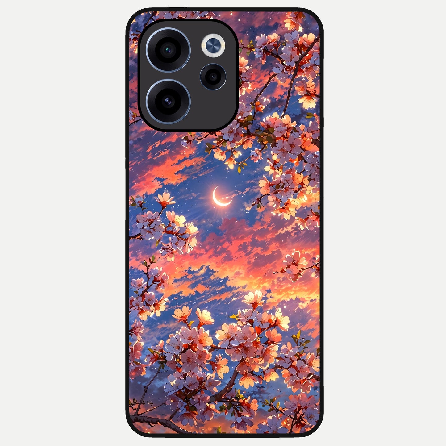  Celestial Sakura Sunset Glass Case For Oppo Reno 15c back cover – full design glossy printed glass finish