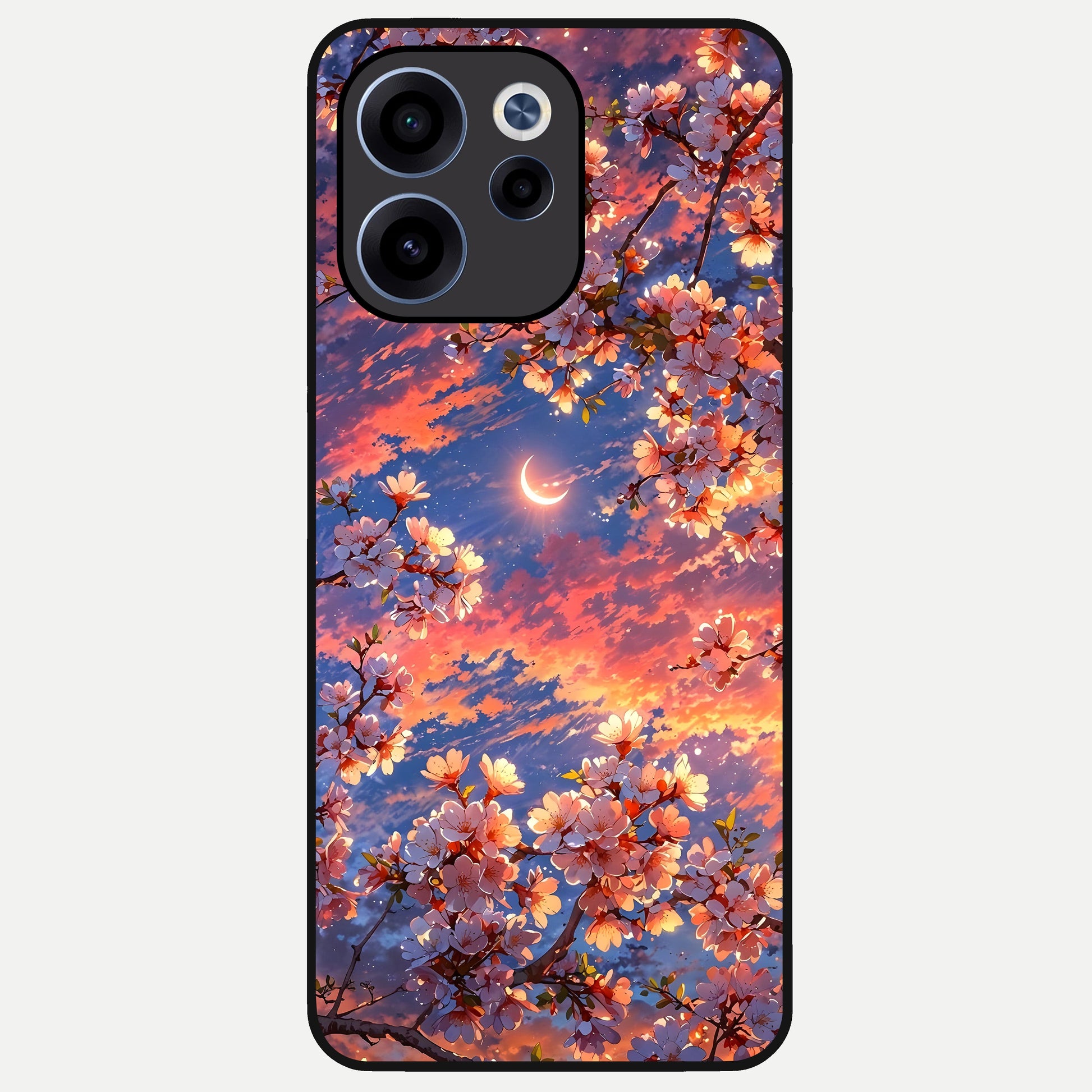 Celestial Sakura Sunset Glass Case For Oppo Reno 15c back cover – full design glossy printed glass finish