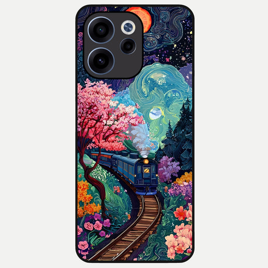  Celestial Train Journey Glass Case For Oppo Reno 15c back cover – full design glossy printed glass finish