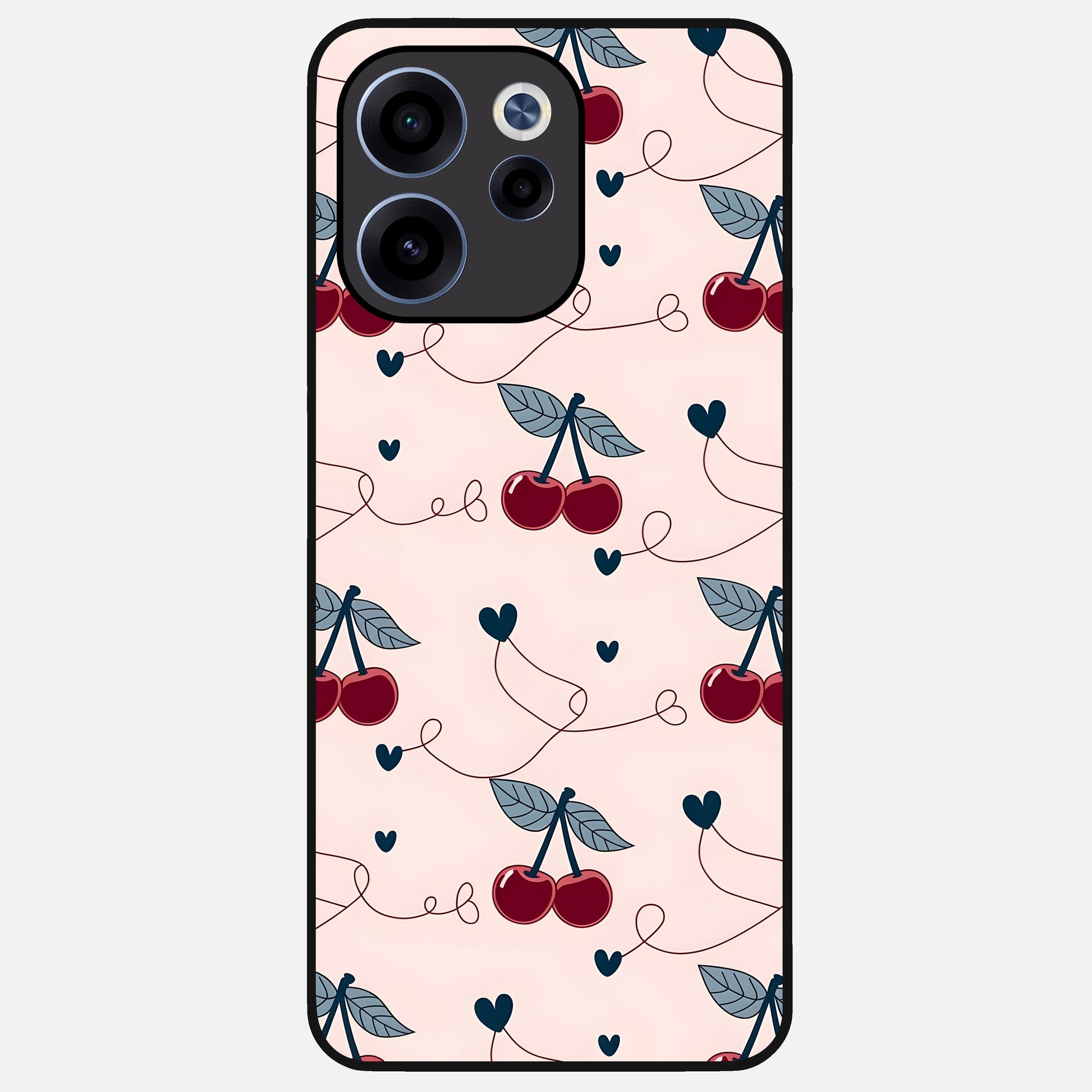  Cherry Heart Line Glass Case For Oppo Reno 15c back cover – full design glossy printed glass finish