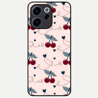  Cherry Heart Line Glass Case For Oppo Reno 15c back cover – full design glossy printed glass finish