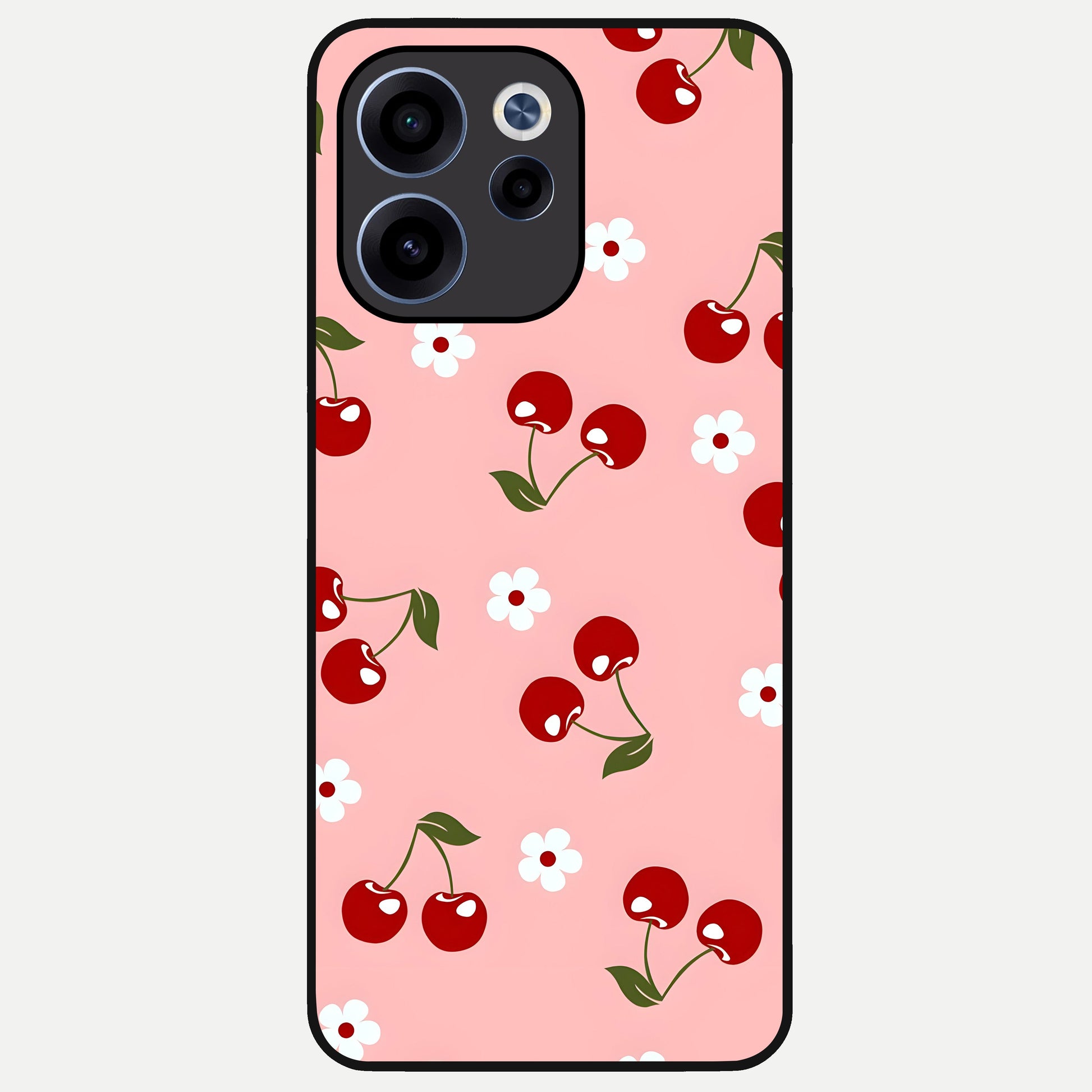  Cherry Love Mood Glass Case For Oppo Reno 15c back cover – full design glossy printed glass finish