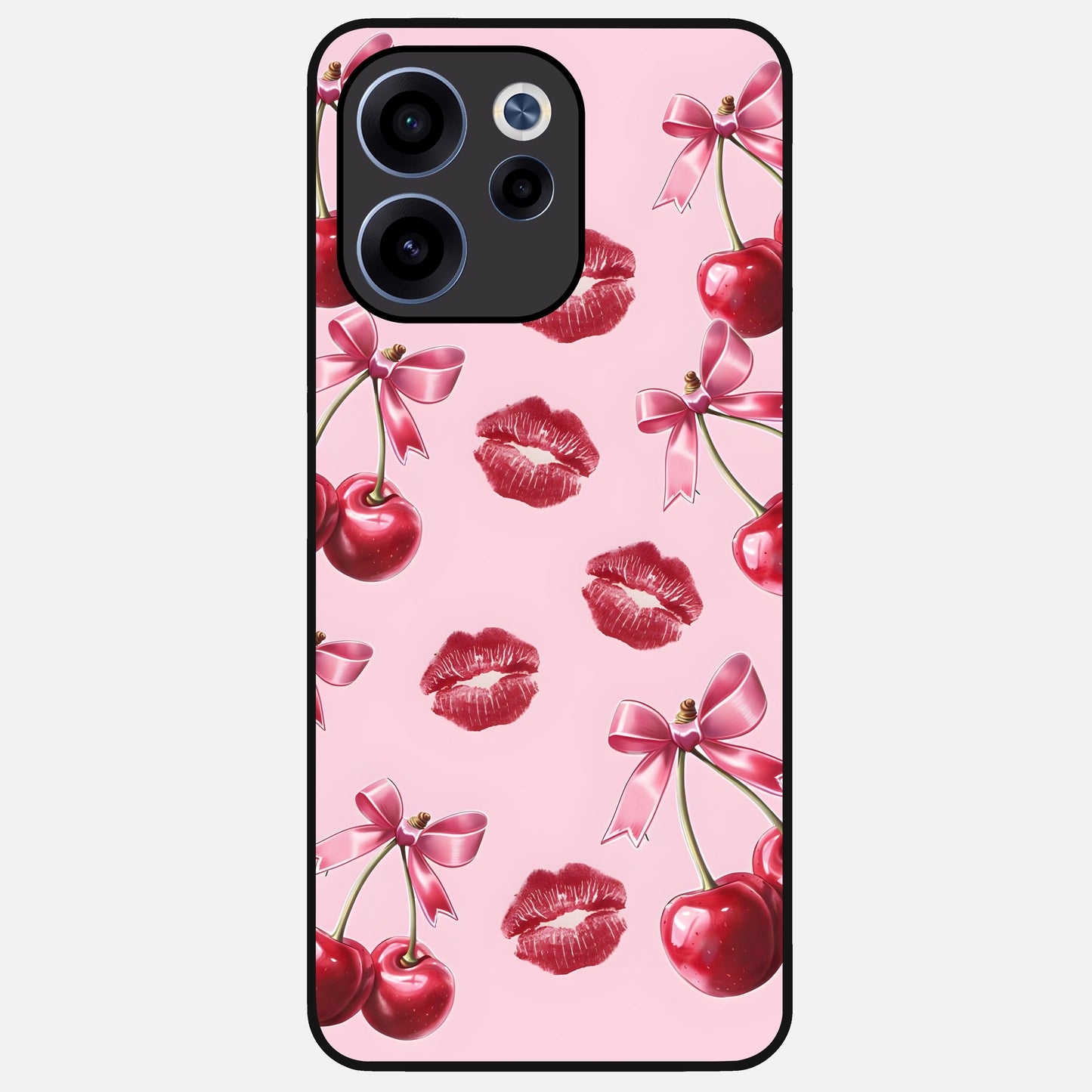  Cherry With Lips Glass Case For Oppo Reno 15c back cover – full design glossy printed glass finish