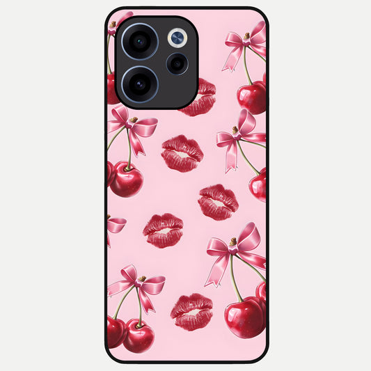  Cherry With Lips Glass Case For Oppo Reno 15c back cover – full design glossy printed glass finish