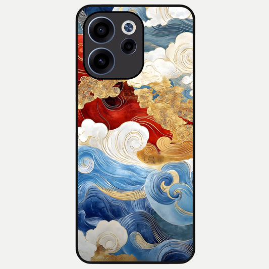 Colored Waves Glass Case For Oppo Reno 15c back cover – full design glossy printed glass finish