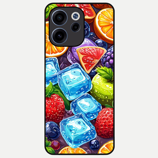  Colorful Fruits with Ice Glass Case For Oppo Reno 15c back cover – full design glossy printed glass finish