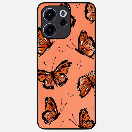  Coral Wing Butterfly Glass Case For Oppo Reno 15c back cover – full design glossy printed glass finish