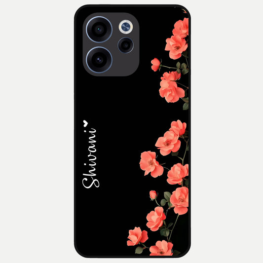  Crimson Bloom Grace Custom Name Glass Case For Oppo Reno 15c back cover – full design glossy printed glass finish
