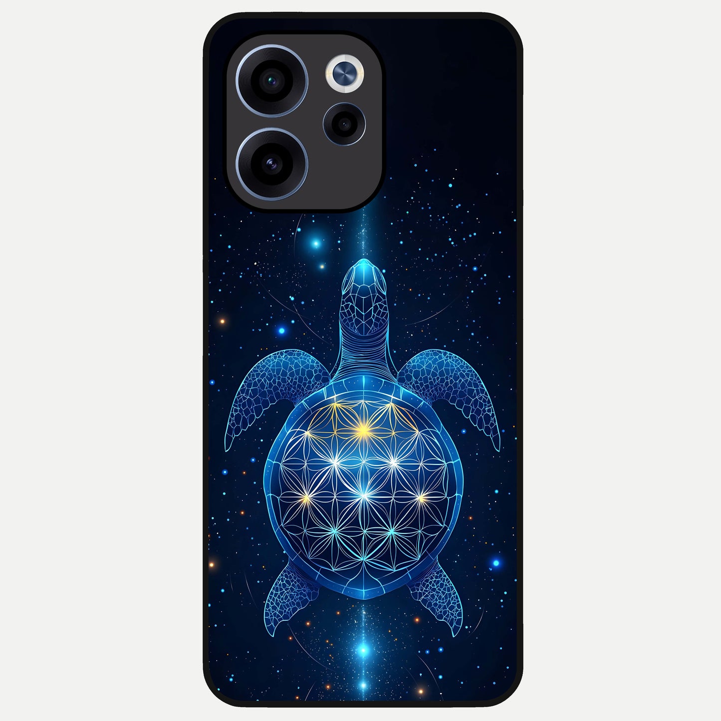  Crimson Blue Turtle Glass Case For Oppo Reno 15c back cover – full design glossy printed glass finish