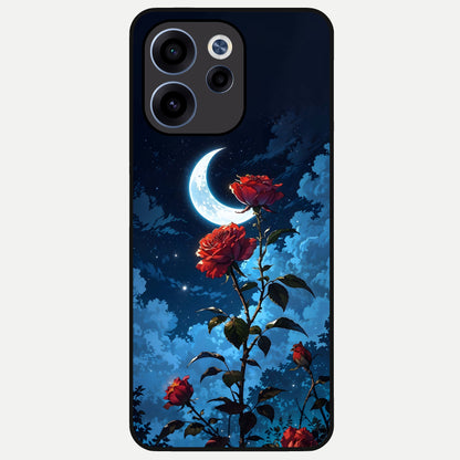  Crimson Rose Moon Glass Case For Oppo Reno 15c back cover – full design glossy printed glass finish