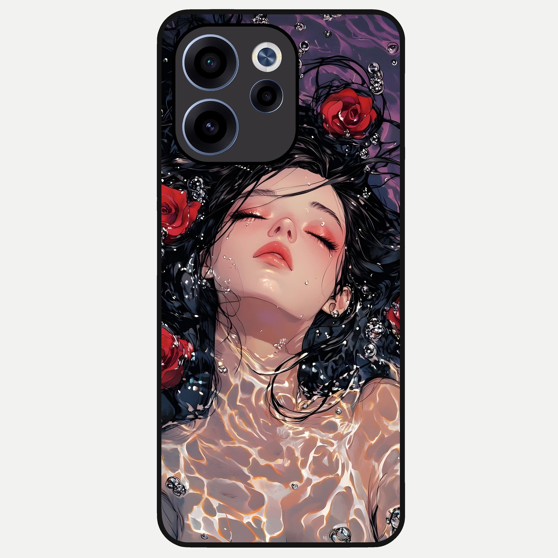  Crimson Rose Serenity Glass Case For Oppo Reno 15c back cover – full design glossy printed glass finish