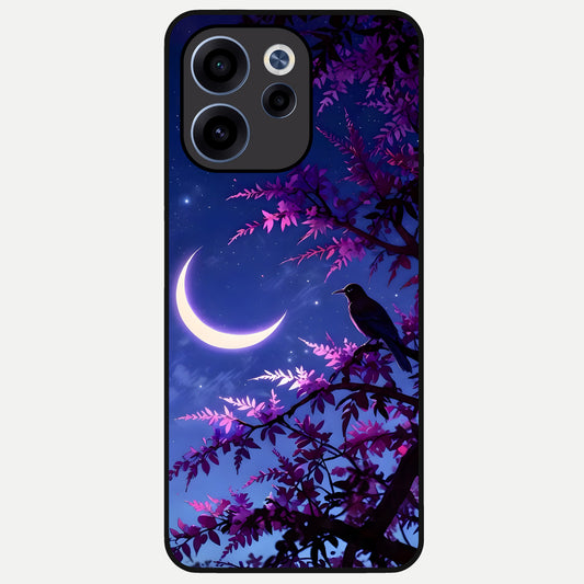  Crow And Moon Scenery Glass Case For Oppo Reno 15c back cover – full design glossy printed glass finish