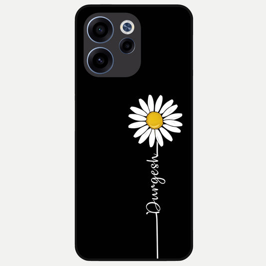  Custom Name White Flower Glass Case For Oppo Reno 15c back cover – full design glossy printed glass finish