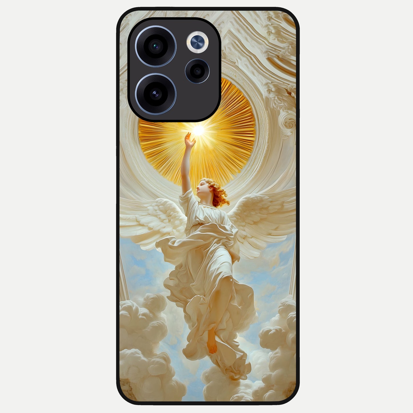  Divine Light Angel Glass Case For Oppo Reno 15c back cover – full design glossy printed glass finish