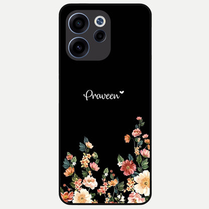  Floral Design Personalized Custom Name Glass Case For Oppo Reno 15c back cover – full design glossy printed glass finish