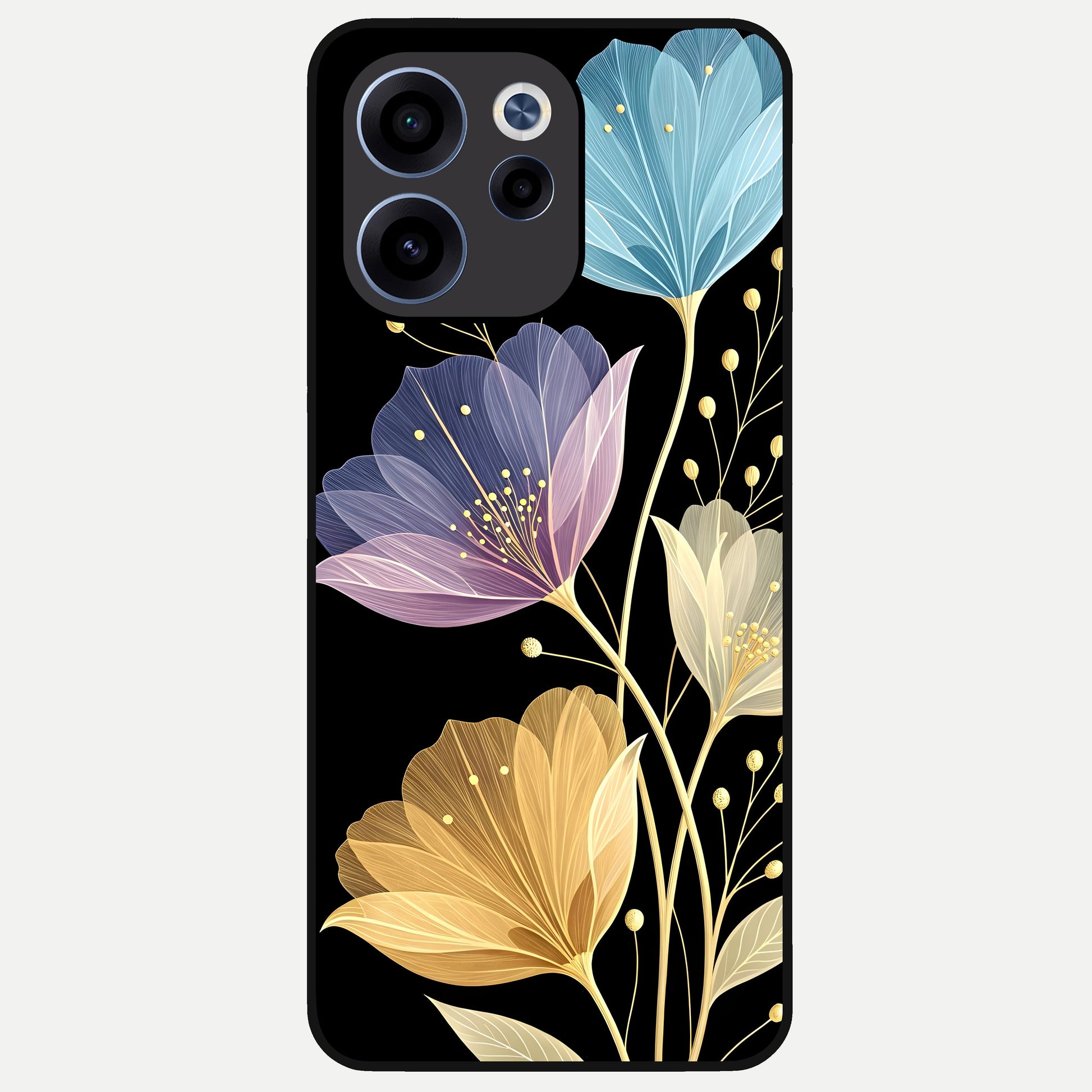  Flower Bloom Glow Glass Case For Oppo Reno 15c back cover – full design glossy printed glass finish