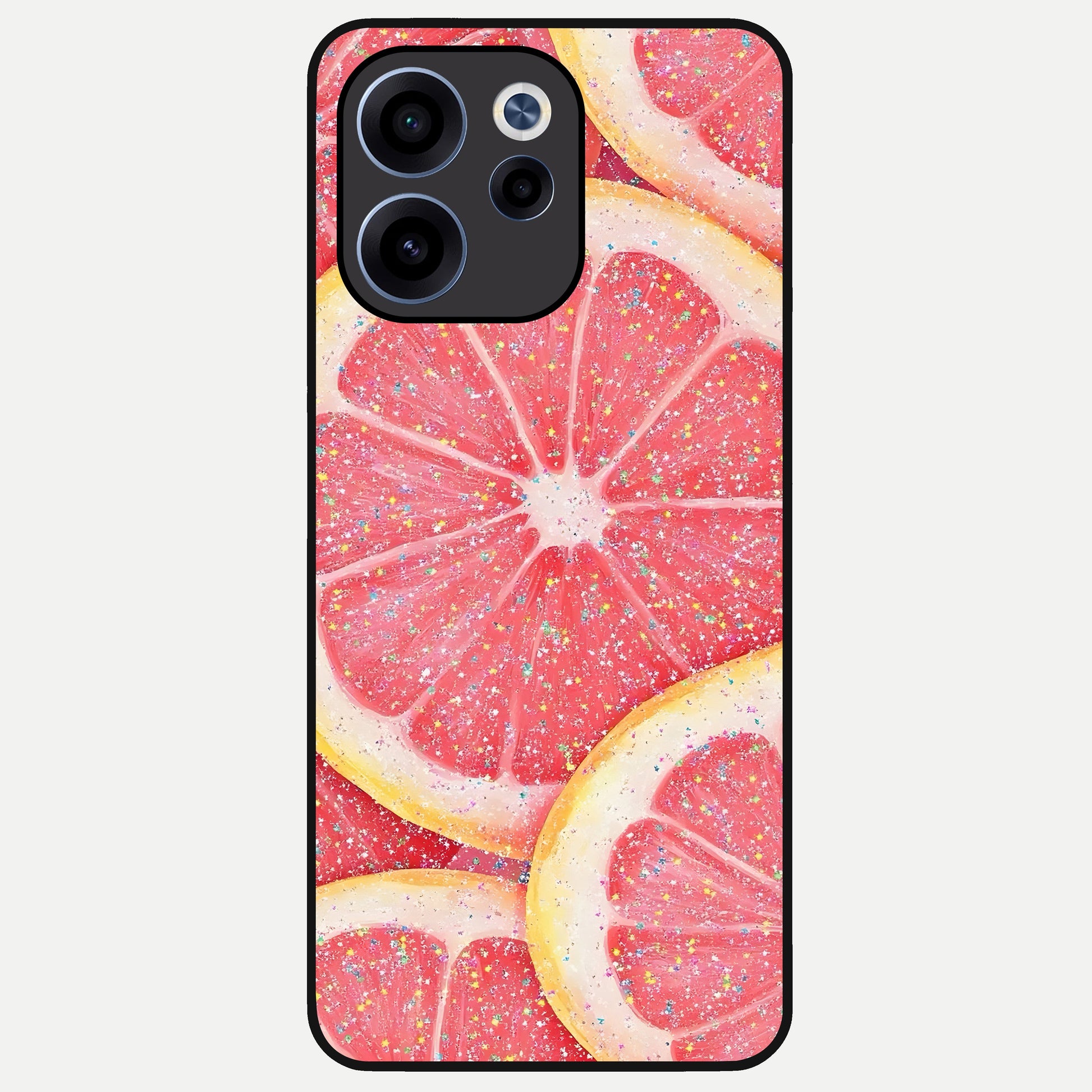 Glitter Grapefruit Glass Case For Oppo Reno 15c back cover – full design glossy printed glass finish