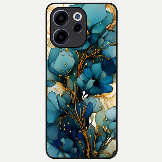  Golden Bloom Symphony Glass Case For Oppo Reno 15c back cover – full design glossy printed glass finish