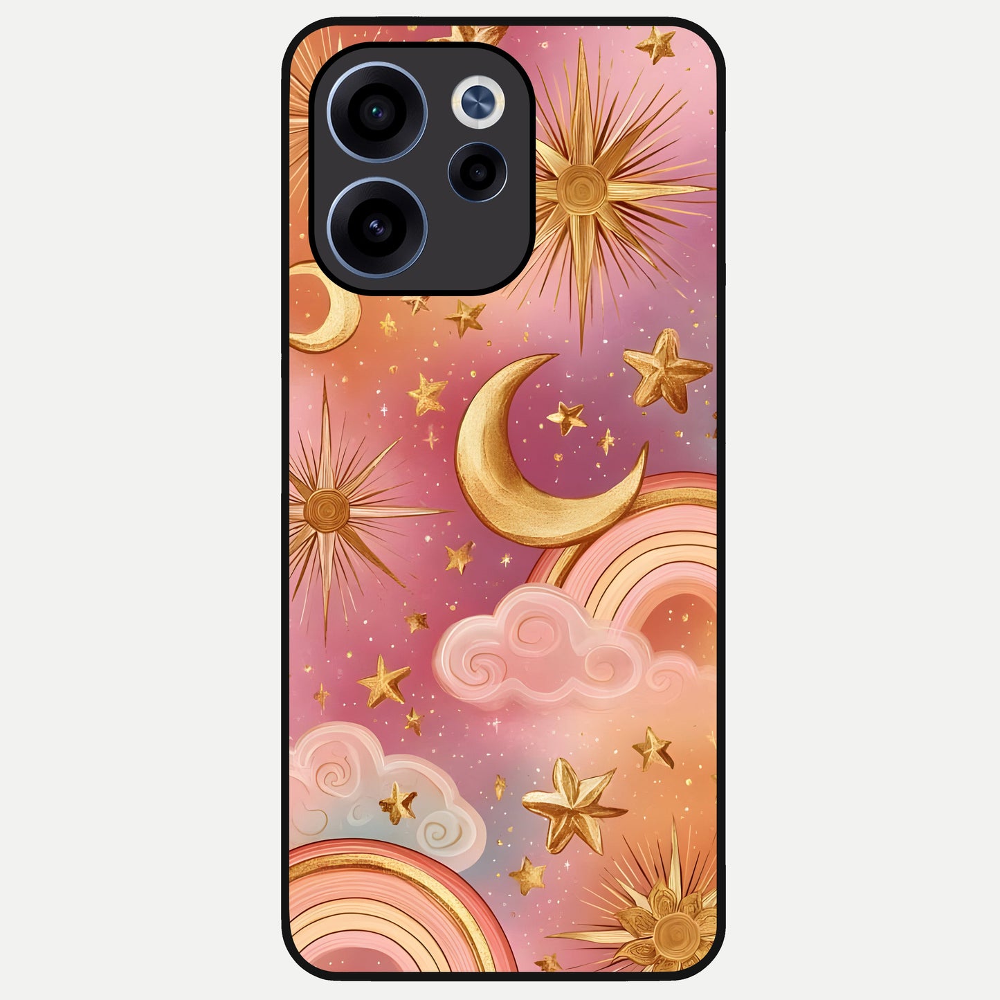  Golden Celestial Dreams Glass Case For Oppo Reno 15c back cover – full design glossy printed glass finish
